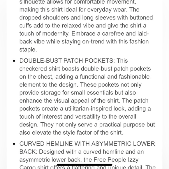 New NWOT Free People Izzy Cargo Flannel Shirt - Picture 9 of 13